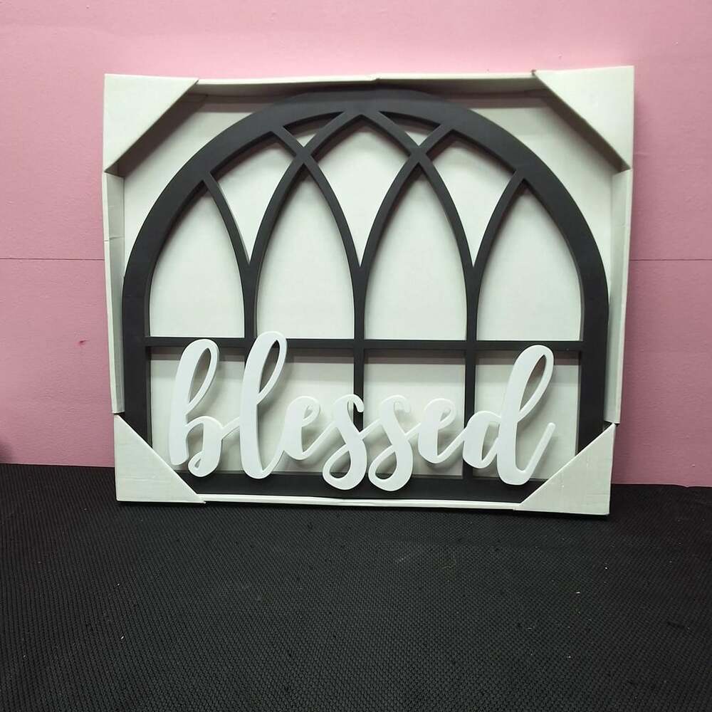 Blessed Window Wall Decor Arch Black White